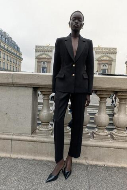 ZARA БРЮКИ ПРЯМОГО КРОЯ СО СТРЕЛКАМИ, ЧЕРНЫЙ