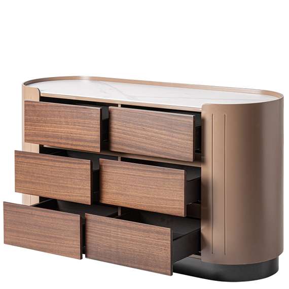 Комод VICAL Soaza, 140х70 см, шпон эквалипта, белый камень