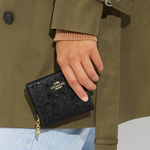 COACH Snap Wallet Leather Card Holder, Wallet Women"s Black