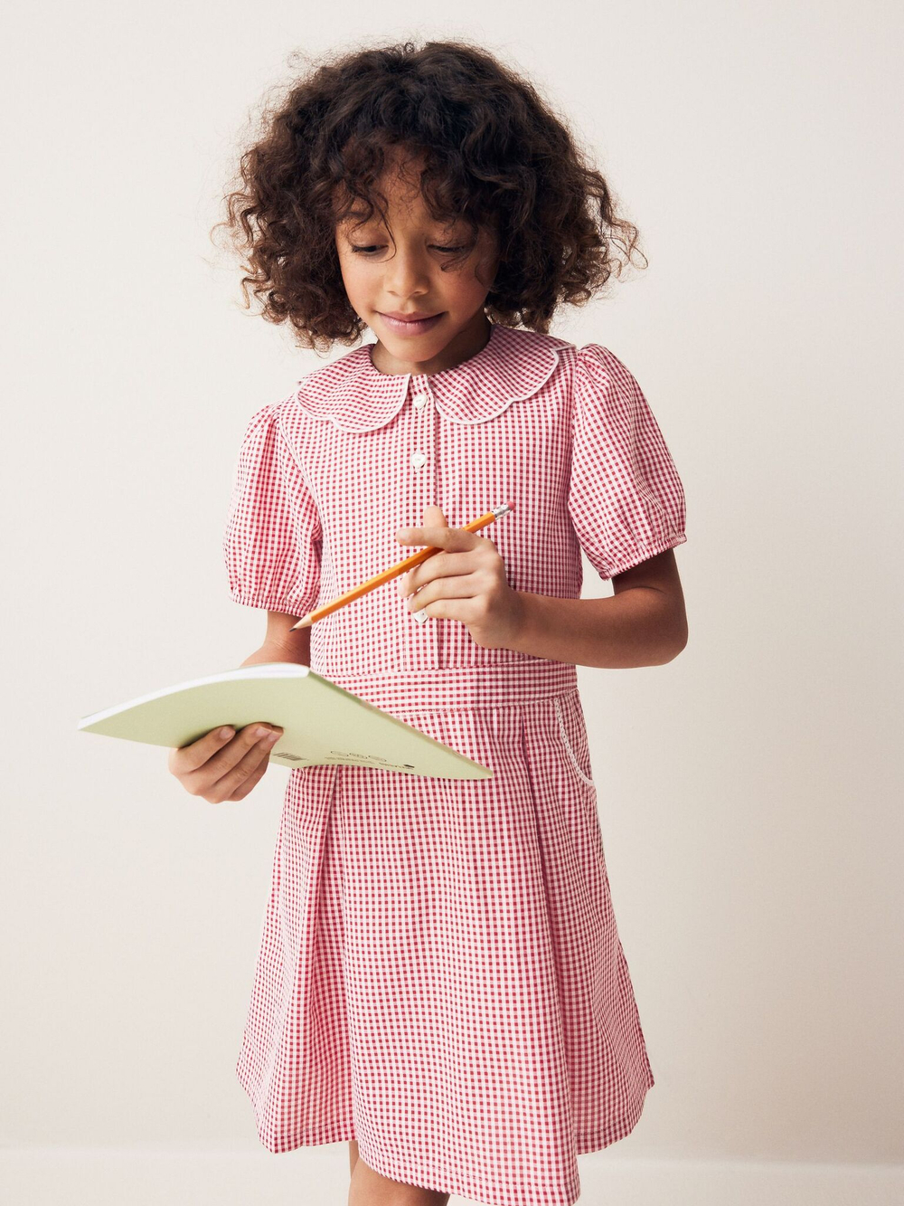 Платье школьное с воротником для девочки Next Q77-070, Красный, Белый
