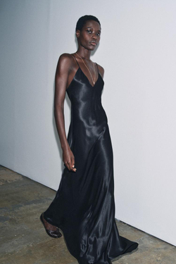 ZARA ПЛАТЬЕ-КОМБИНАЦИЯ ИЗ КОЛЛЕКЦИИ ZW, ЧЕРНЫЙ