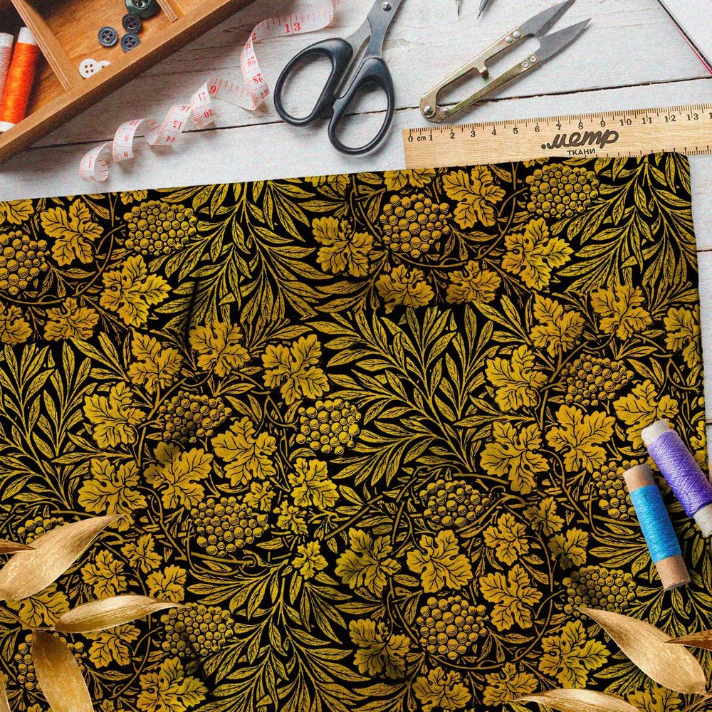 Ткань оксфорд 210 бронзовая хохлома из ягод