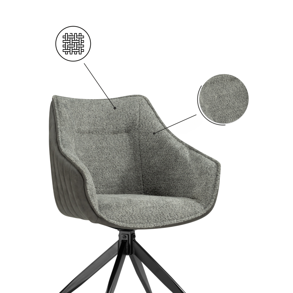 Стул на металлокаркасе Woodville Kansas gray, graphite gray, black, ножки черные