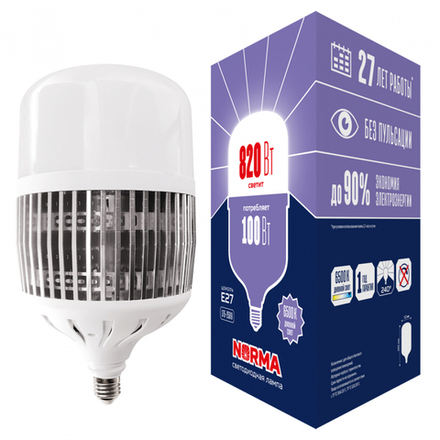 LED-M80-100W-6500K-E27-FR-NR Лампа светодиодная. матовая. Серия Norma. Дневной белый свет 6500K. Картон. ТМ Volpe.