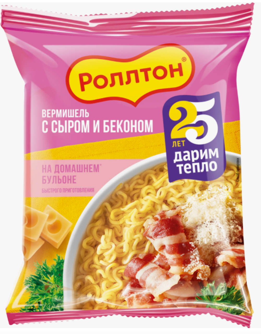 Вермишель Ролтон со вкусом бекона и сыра 60г