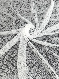 Оренбургский пуховый платок-паутинка А120-01 белый отбеленный