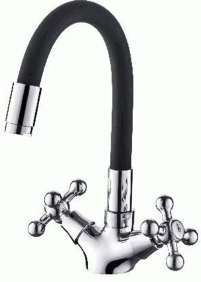 смеситель кухня LEDEME , гибкий шланг, крест, чёрный, L1319-2