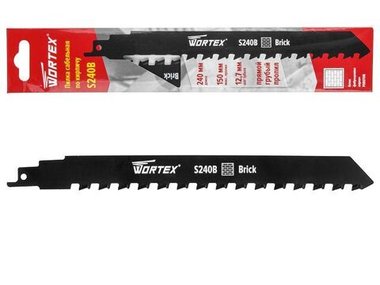 Пилка сабельная по кирпичу S 240B (1 шт.) WORTEX Биметалл YG8/HM, 240 мм длина