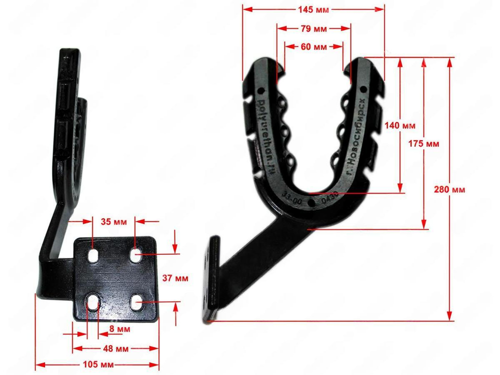 Крепление-рогатка усоверш. на багажник (комплект из 2шт), Черный