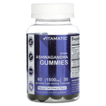 Vitamatic, веганская ашваганда, со вкусом натуральной вишни, 60 жевательных мармеладок