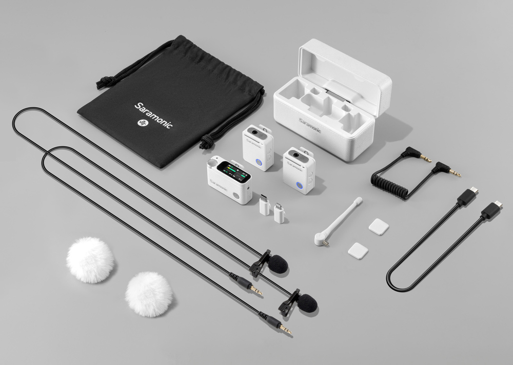 Беспроводная система Saramonic Ultra 04, 2TX + RX, 3.5мм / USB-C / Lightning, с петличками, белая