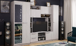 Стенка в гостиную Флора, ясень белый