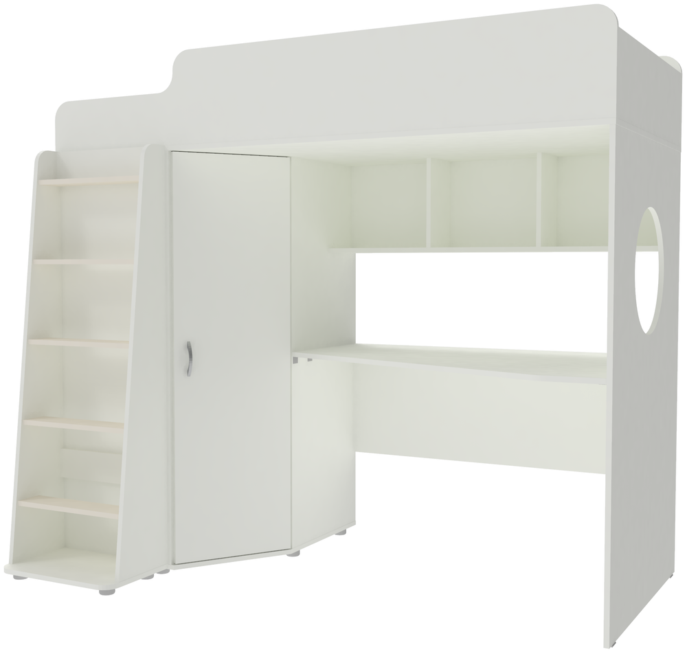 Кровать-чердак КарИВи Л-4.1 80х180 Белый  Белый