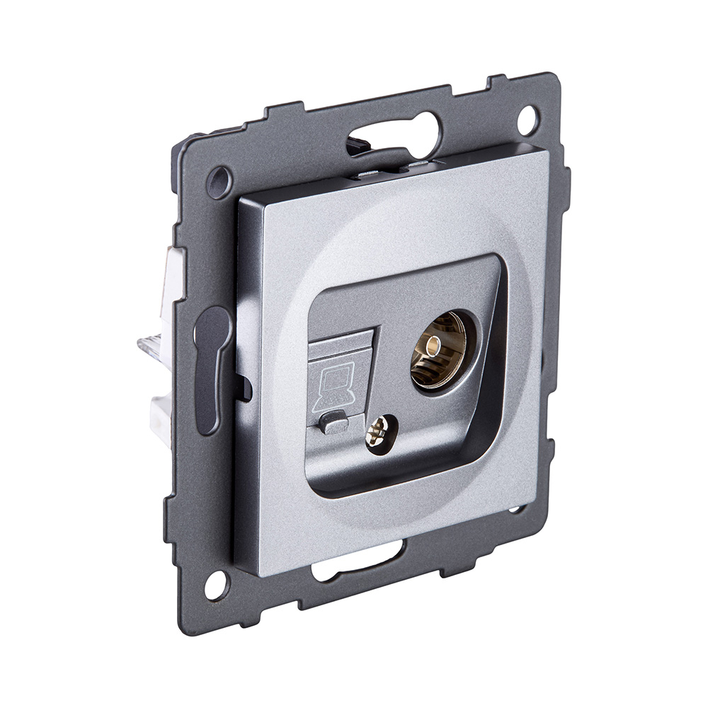 Розетка двойная TV (мама) + RJ45 Cat.6, серый Kollinger REA-012GY для Aspekt, Eleganz, Reflex