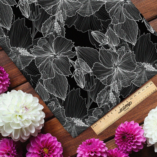 Ткань шелк Армани прозрачные цветы паутинкой