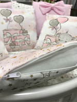 Комплект в кроватку 18 предметов "Слоник розовый", сатин