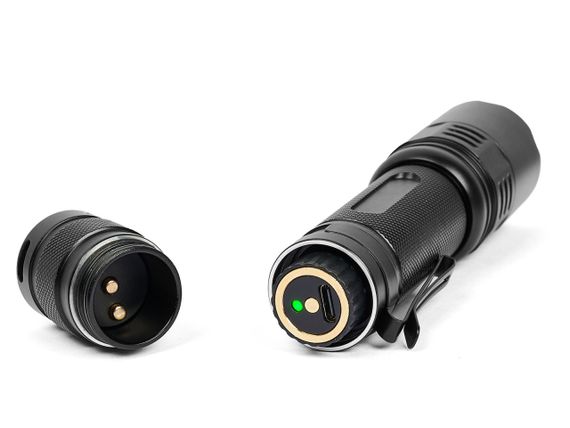 Ручной фонарь Skywoods Tactic 1800 люмен USB-Type C холодный свет IP67