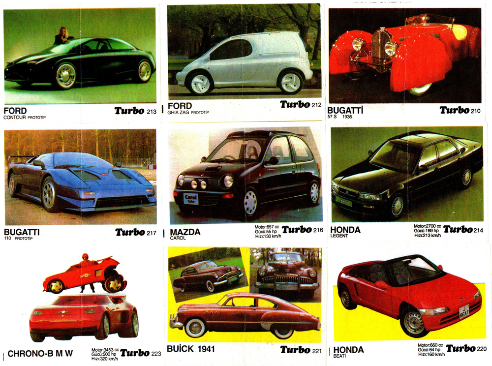 Вкладыши от жвачки Turbo Black - Турбо черные 63 штуки без повторов. Серия 191 - 260. Почти полная серия