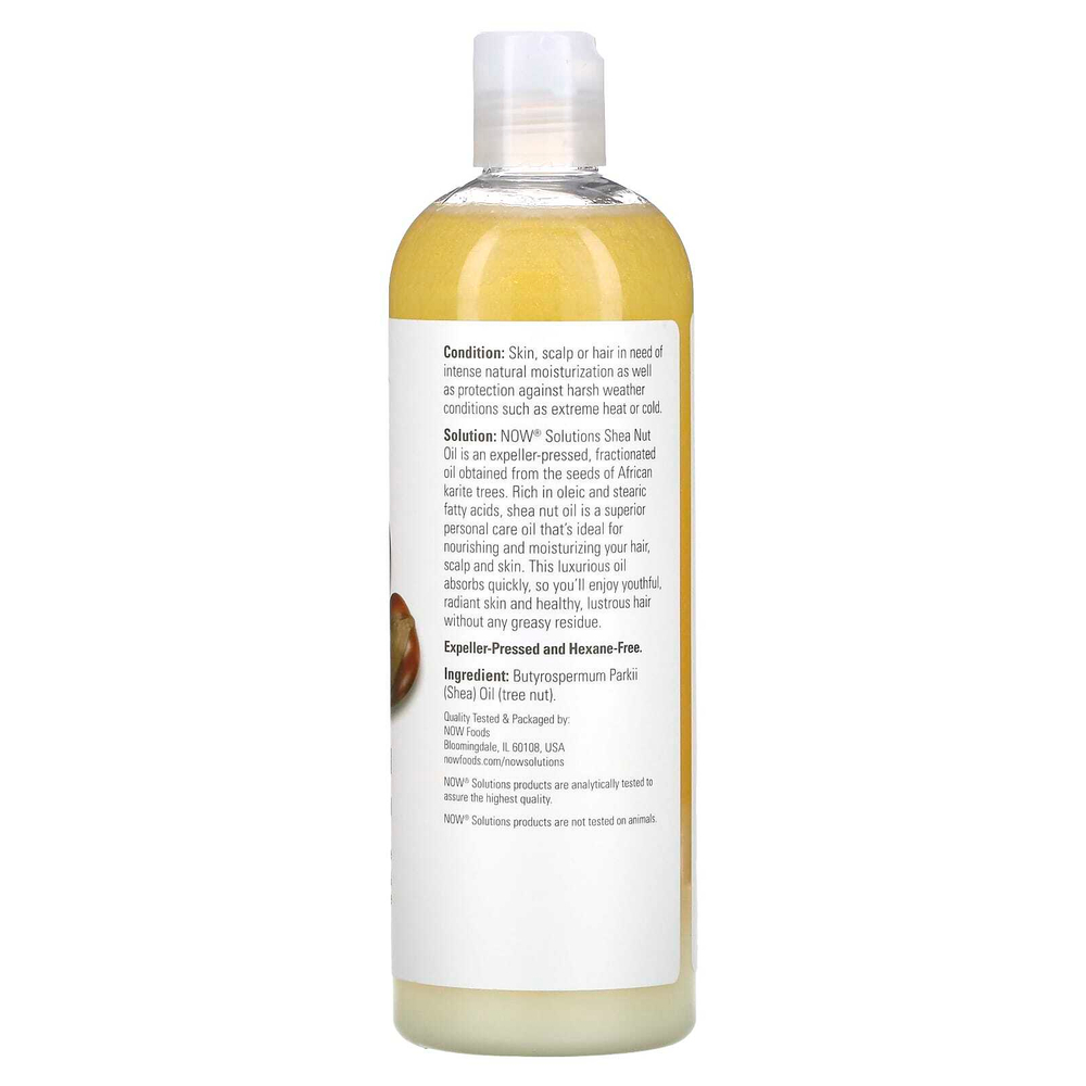 NOW Foods, Solutions, масло орехов ши, чистое увлажняющее масло, 473 мл (16 жидких унций)