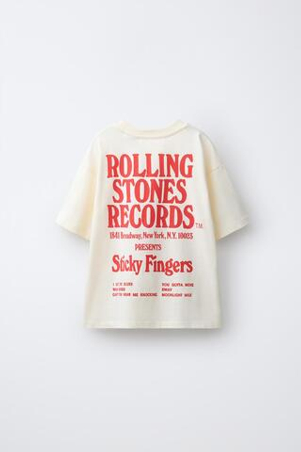 ZARA ФУТБОЛКА С ПРИНТОМ ROLLING STONES ©, ЭКРЮ