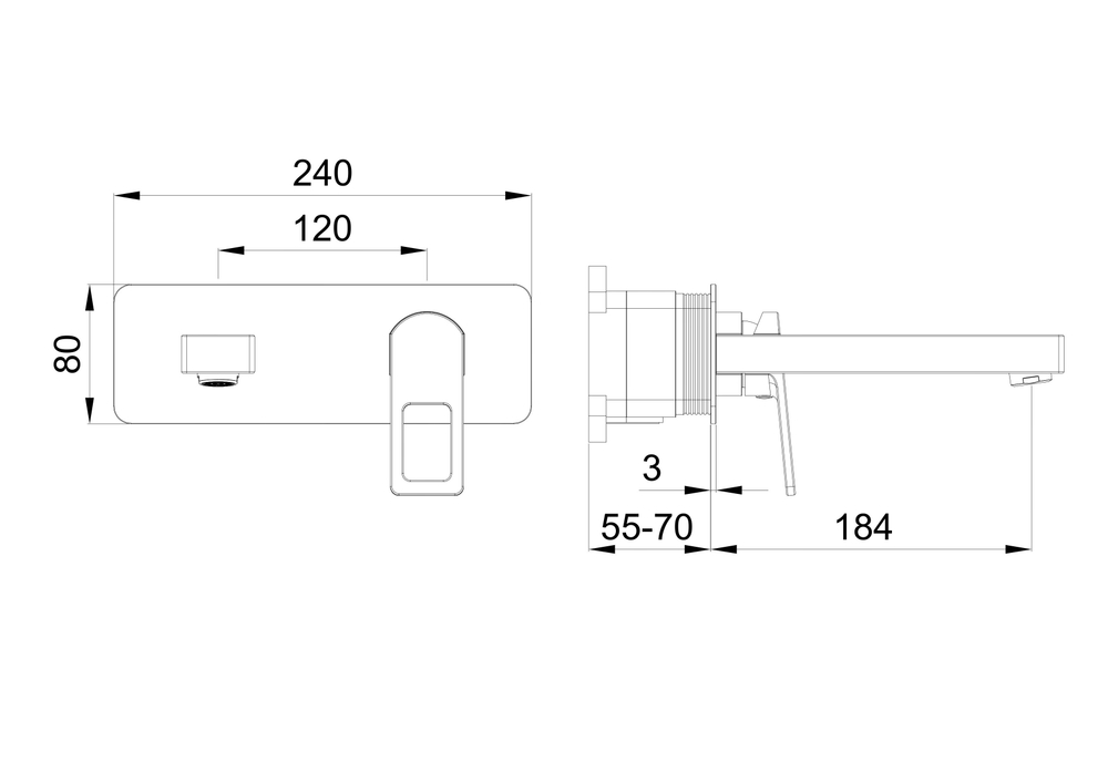 Смеситель для раковины встраиваемый WONZON & WOGHAND FRAME, Темный графит (WW-88869010-BGM)