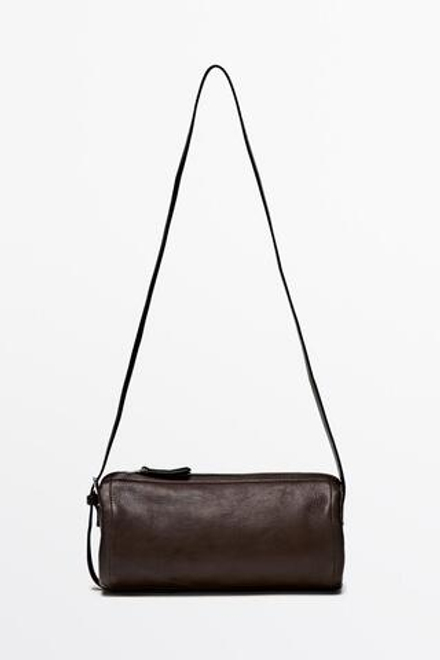 Massimo Dutti Сумка через плечо из кожи наппа, коричневый