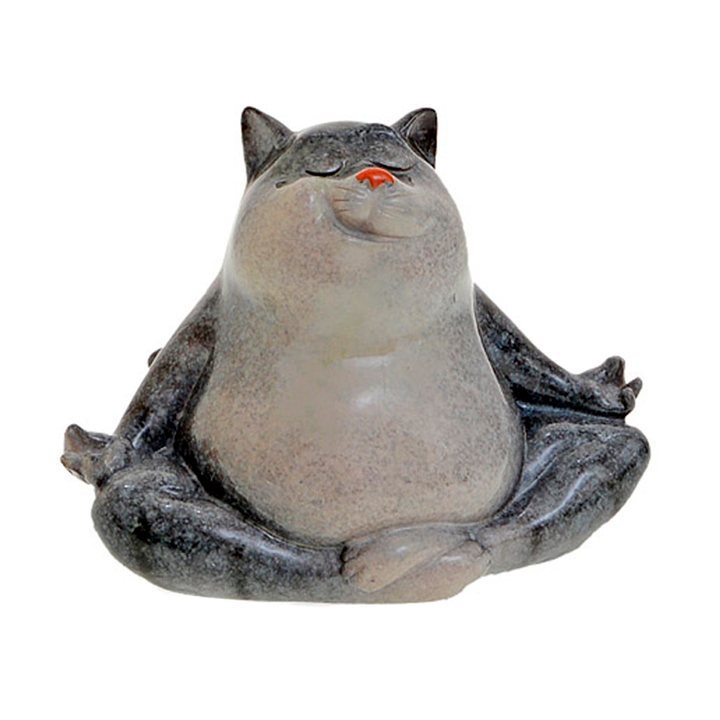 Статуэтка Кот Йог серый, полистоун 12,5 см