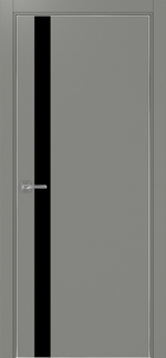 Межкомнатная дверь Optima Porte НЕАПОЛЬ 211 Чёрное стекло, Алюминиевая кромка SC (матовое серебро) с 4-х сторон