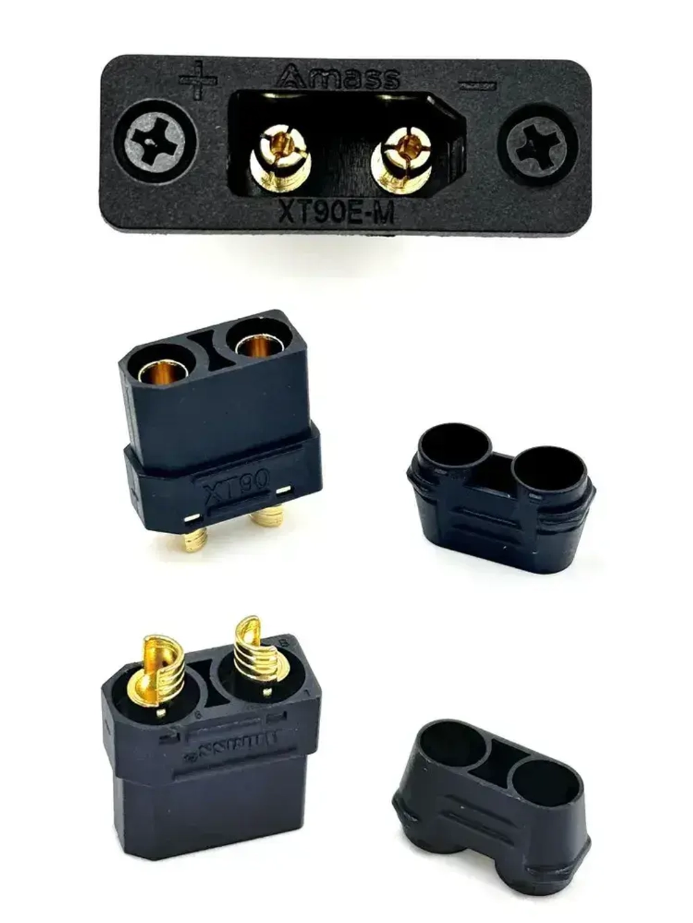Силовой разъем-вилка Amass XT90E-M "папа" полный набор для установки на плату или корпус 30A/60А 500В