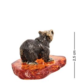 Народные промыслы AM-1667 Фигурка «Медведица» (латунь, янтарь)