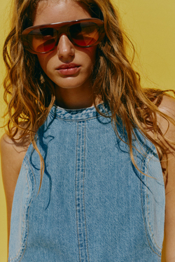 ZARA МИНИ-ПЛАТЬЕ Z1975 С ОТКРЫТОЙ СПИНОЙ, ВЫЦВЕТШИЙ СИНИЙ