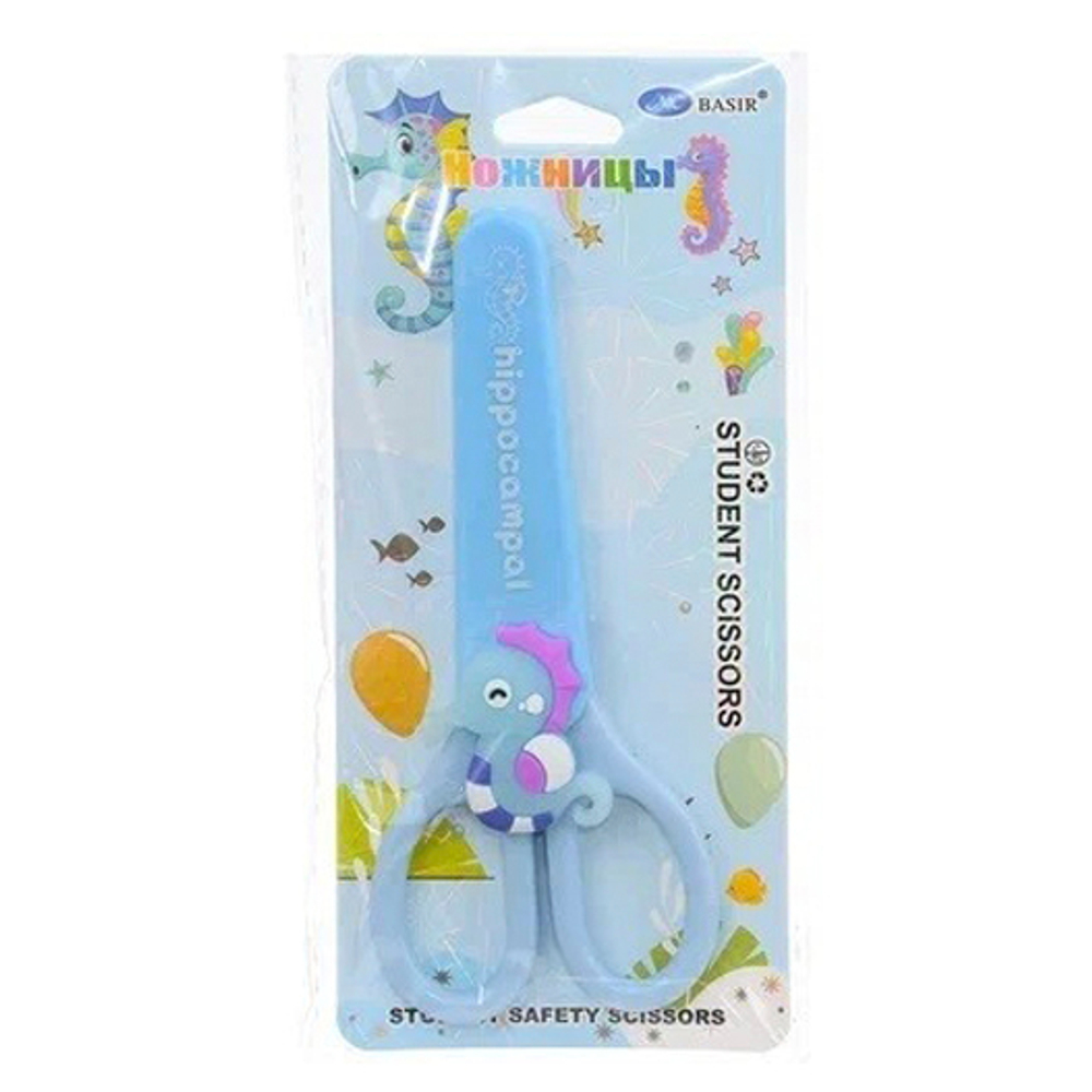 Ножницы детские Basir, с морским коньком, 13.5 см, в чехле, ассорти