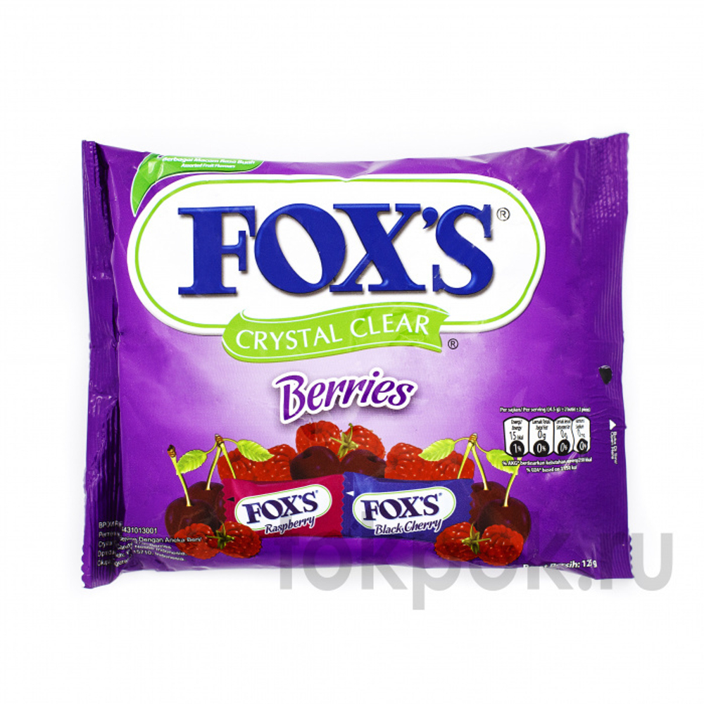Конфеты Fox's Crystal Clear Berries со вкусом черешни и малины, 125 гр