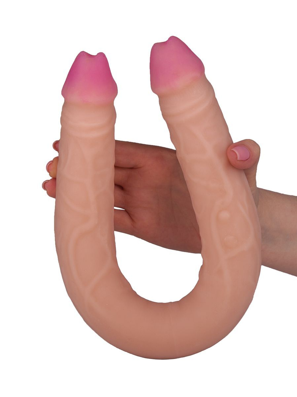 Двусторонний фаллоимитатор из неоскин - 49,5 см. (Цвет: телесный)