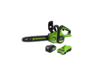 Цепная пила аккумуляторная GreenWorks Арт. 2007007UA,  30см, бесщеточная, c 1хАКБ 2 Ач и ЗУ