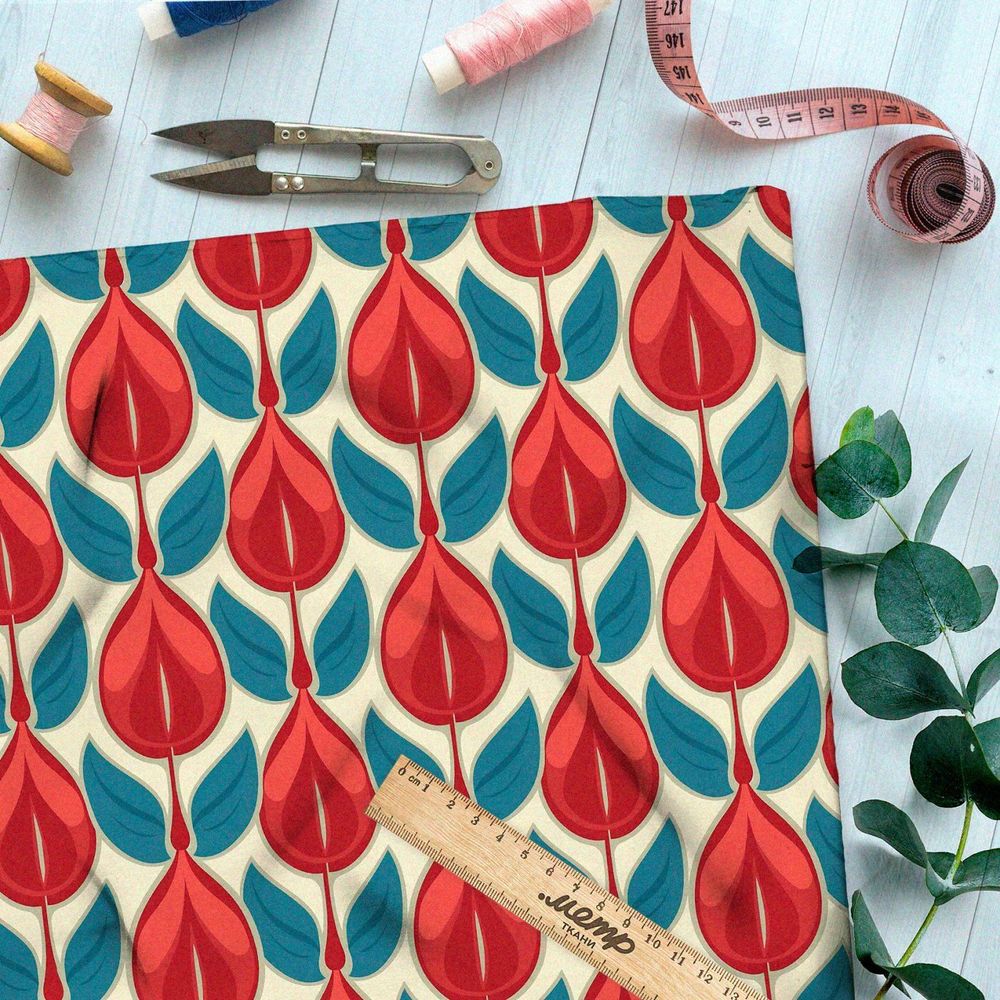 Ткань премиум таффета экзотический оазис