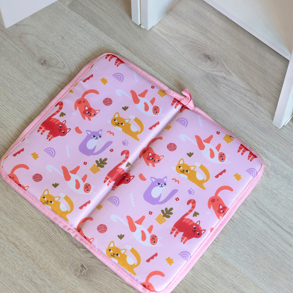 Набор для детского сада: кармашек, коврик, мешок. Котики принт