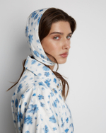 Чепчик цветы молочный/голубой