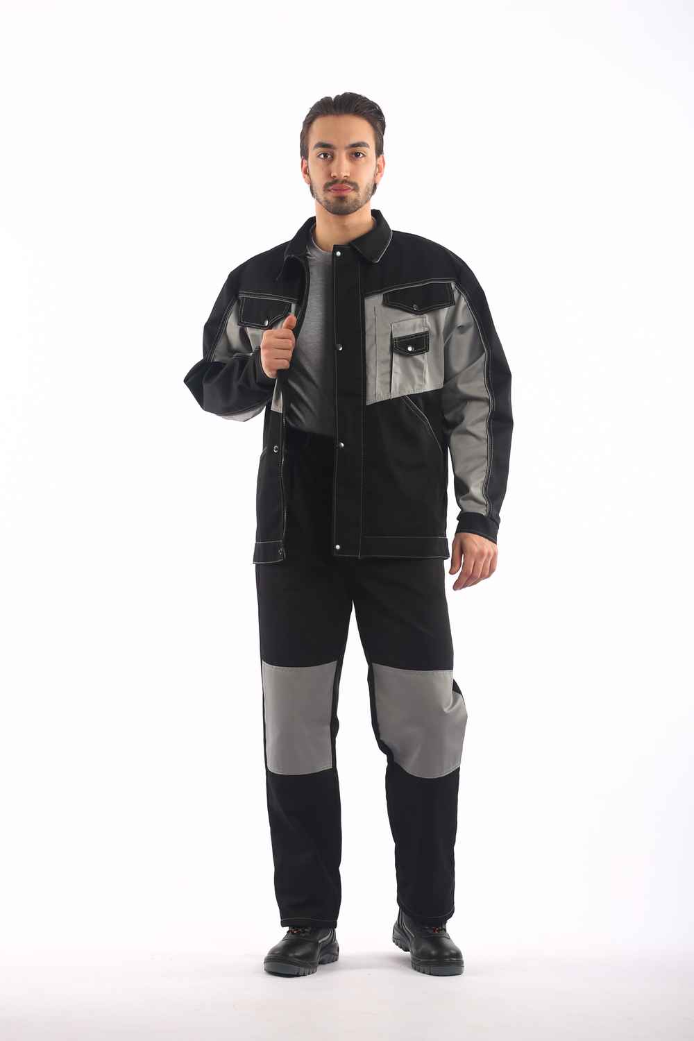 Костюм "Монтана" куртка/брюки, тк. 245г/м , Цвет: темно серый/ черный