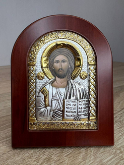 Спаситель, икона арочная, красное дерево, 57х75