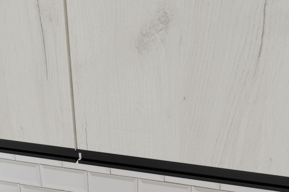 Кухонный гарнитур Амели мега 2500 мм, каркас ЛДСП, фасад ЛДСП, Белый/Дуб грей