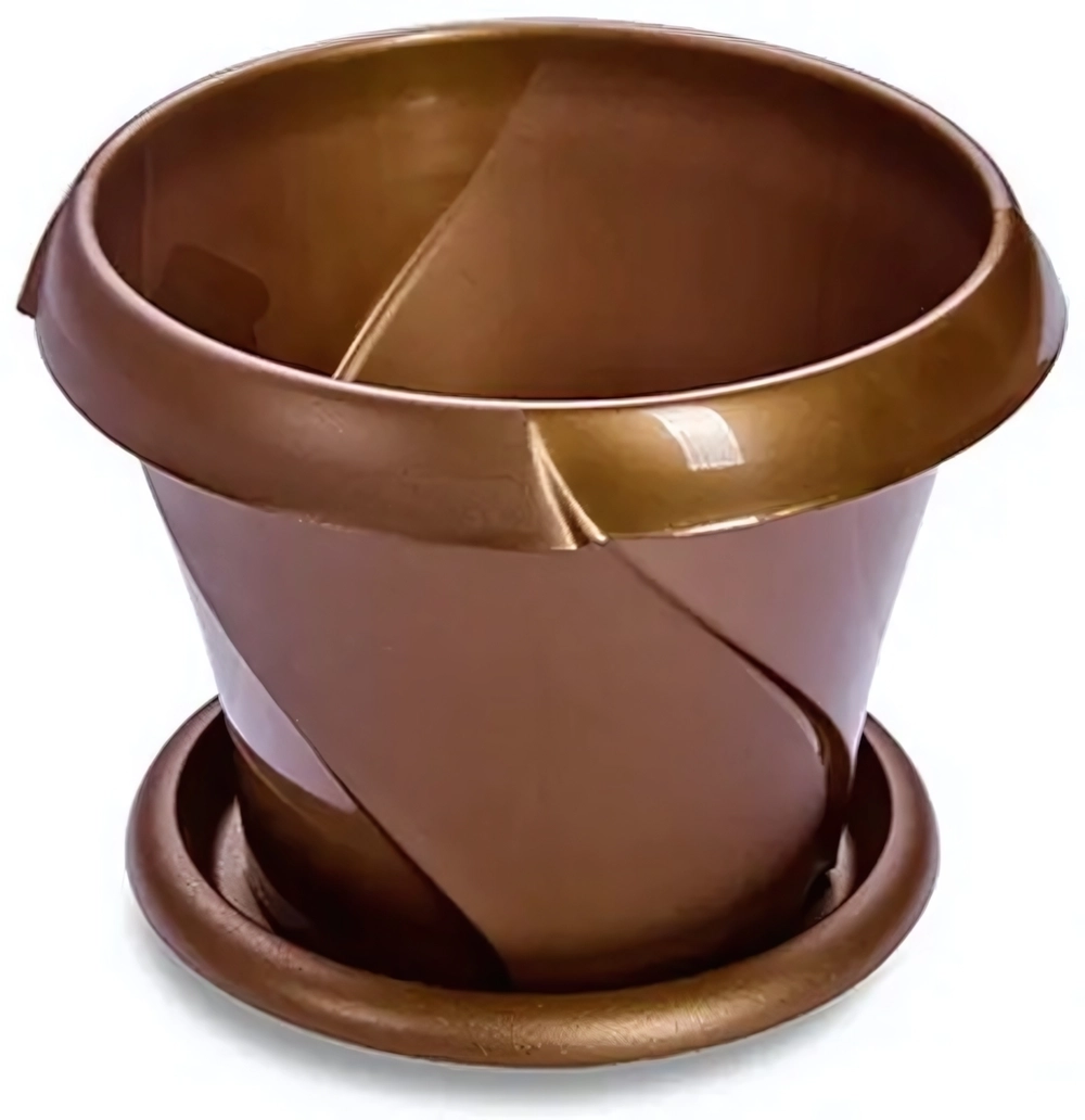 Кашпо для цветов пластиковое 9,2л d-31,7см «Флориана» с поддоном золотой С388ЗОЛ