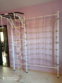 Монтаж шведской стенки Sv Sport с канатным лазом в бетонные, кирпичные стены