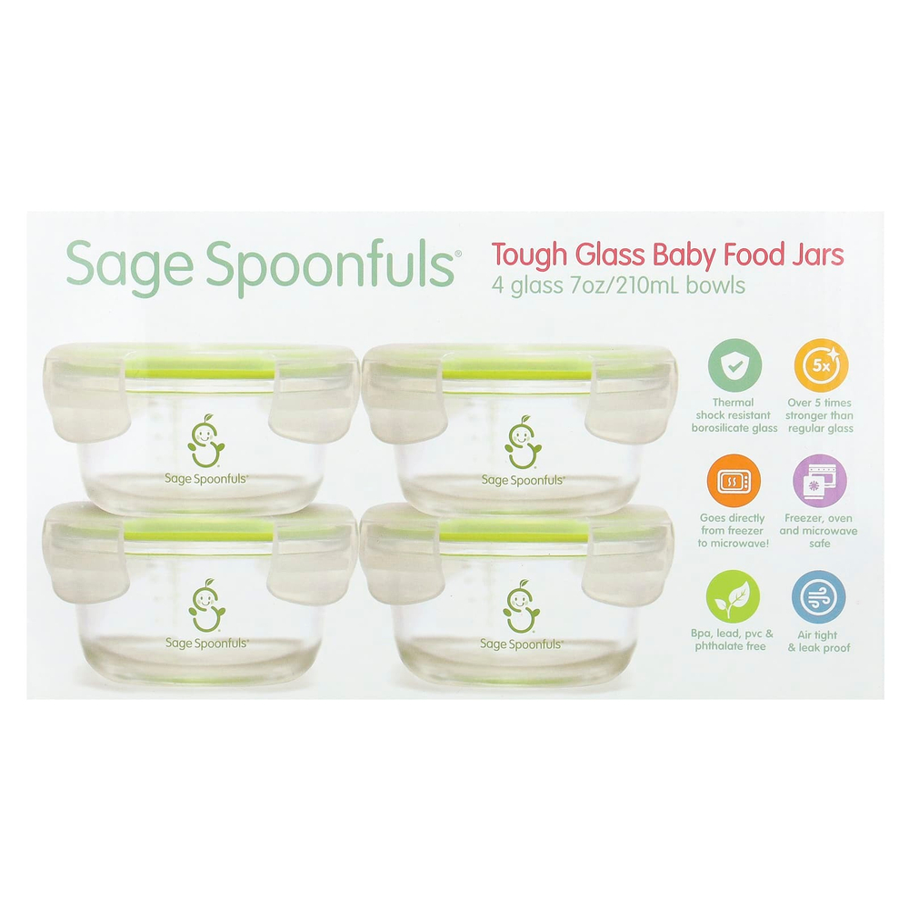 Sage Spoonfuls, Прочные стеклянные миски, 4 упаковки, 210 мл (7 унций)