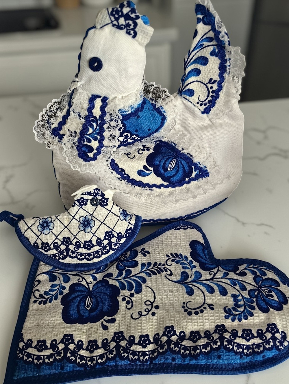 Комплект грелка на чайник Петух с рукавичкой