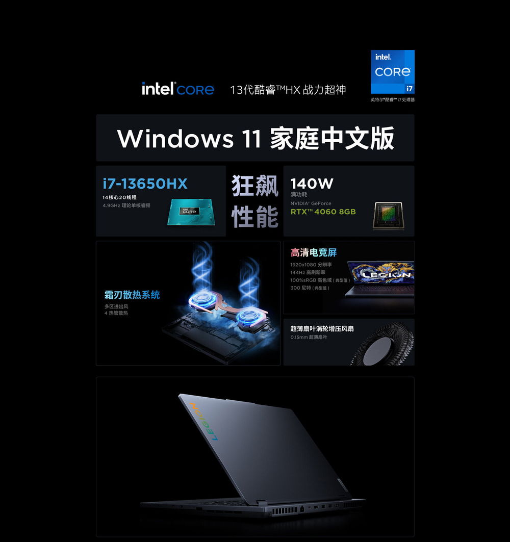 Игровой ноутбук Lenovo "Savior" Y7000 16", i7, 24GB, 512GB, RTX 4060 8GB, 144Hz Русская Клавиатура+Windows