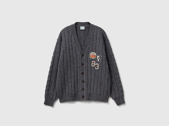 Benetton Кардиган Stranger Things, антрацитовый меланж