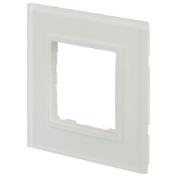Рамка для розеток и выключателей ЭРА Elegance 14-5101-01М на 1 пост, стекло, белый матовый+бел.