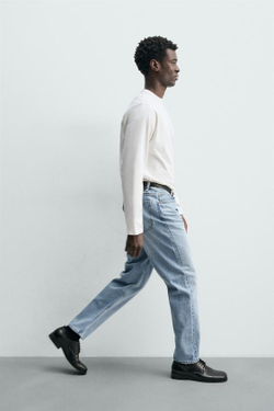 ZARA ДЖИНСЫ STRAIGHT FIT, СИНИЙ