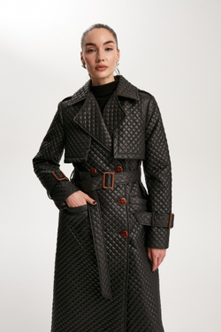 Тренч стеганый черный осень old